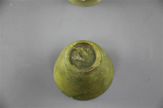 A Chinese grey jade cosmetics palette mixer, Qing dynasty, height 7cm and 10cm